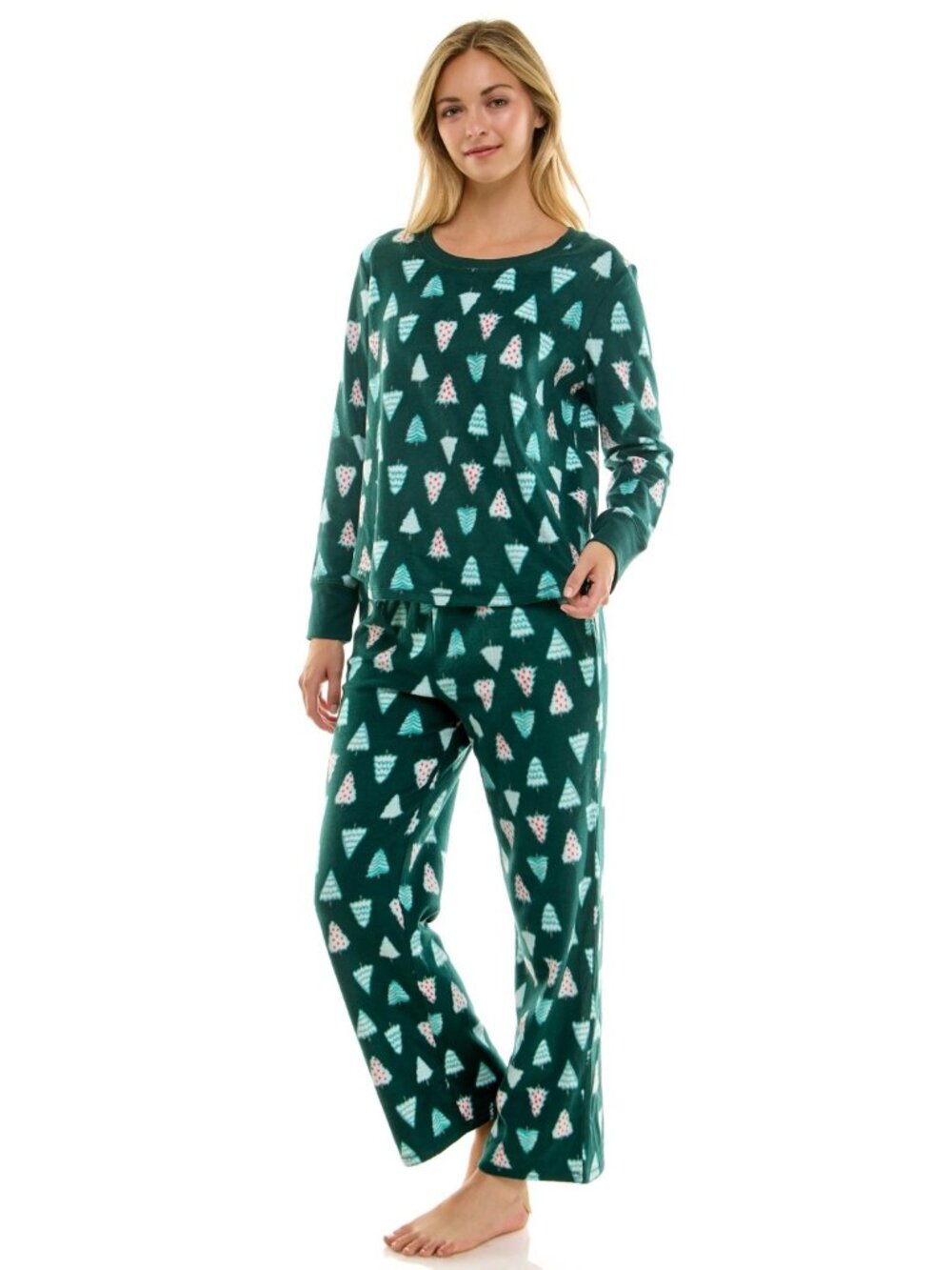 T2. Roudelain Women's 2-Piece Printed Long-Sleeve Top and Straight Leg Pants